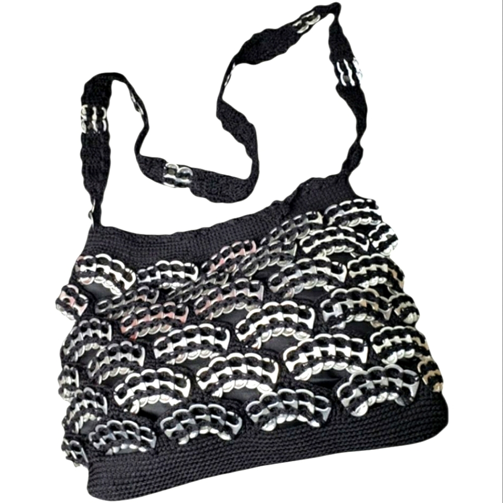 Crochet Pop-top Metal Novica shoulder bag Grandma Grunge Euro Zipper Fob